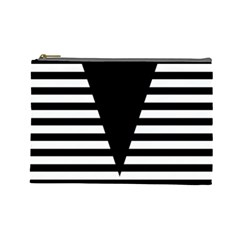 Black & White Stripes Big Triangle Cosmetic Bag (large)  by EDDArt