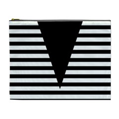 Black & White Stripes Big Triangle Cosmetic Bag (xl) by EDDArt