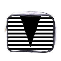 Black & White Stripes Big Triangle Mini Toiletries Bags by EDDArt