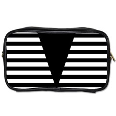 Black & White Stripes Big Triangle Toiletries Bags by EDDArt