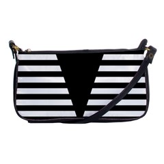 Black & White Stripes Big Triangle Shoulder Clutch Bags by EDDArt