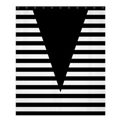 Black & White Stripes Big Triangle Shower Curtain 60  X 72  (medium)  by EDDArt