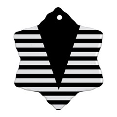 Black & White Stripes Big Triangle Ornament (snowflake)  by EDDArt