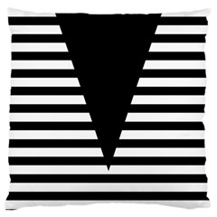 Black & White Stripes Big Triangle Large Cushion Case (one Side) by EDDArt