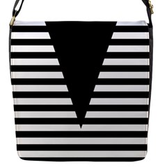 Black & White Stripes Big Triangle Flap Messenger Bag (s) by EDDArt