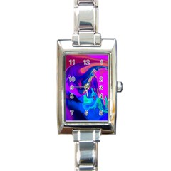 The Perfect Wave Pink Blue Red Cyan Rectangle Italian Charm Watch by EDDArt