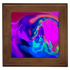 The Perfect Wave Pink Blue Red Cyan Framed Tiles by EDDArt