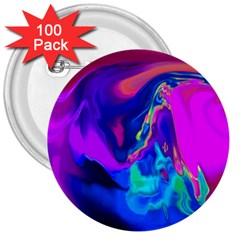 The Perfect Wave Pink Blue Red Cyan 3  Buttons (100 Pack)  by EDDArt