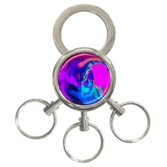 The Perfect Wave Pink Blue Red Cyan 3-ring Key Chains by EDDArt