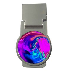 The Perfect Wave Pink Blue Red Cyan Money Clips (round)  by EDDArt