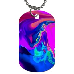 The Perfect Wave Pink Blue Red Cyan Dog Tag (one Side) by EDDArt