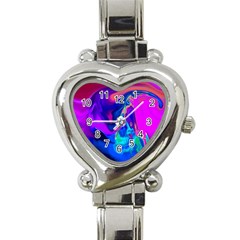 The Perfect Wave Pink Blue Red Cyan Heart Italian Charm Watch by EDDArt