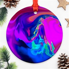 The Perfect Wave Pink Blue Red Cyan Round Ornament (two Sides)  by EDDArt