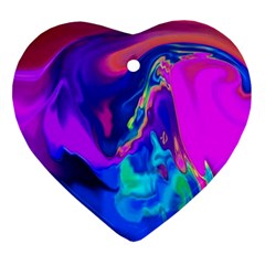 The Perfect Wave Pink Blue Red Cyan Heart Ornament (2 Sides) by EDDArt