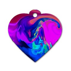 The Perfect Wave Pink Blue Red Cyan Dog Tag Heart (one Side) by EDDArt