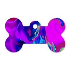 The Perfect Wave Pink Blue Red Cyan Dog Tag Bone (one Side) by EDDArt