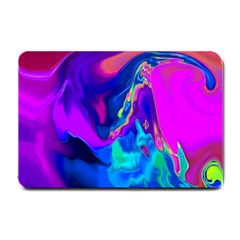 The Perfect Wave Pink Blue Red Cyan Small Doormat  by EDDArt