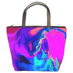 The Perfect Wave Pink Blue Red Cyan Bucket Bags by EDDArt