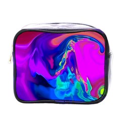 The Perfect Wave Pink Blue Red Cyan Mini Toiletries Bags by EDDArt