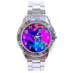 The Perfect Wave Pink Blue Red Cyan Stainless Steel Analogue Watch by EDDArt