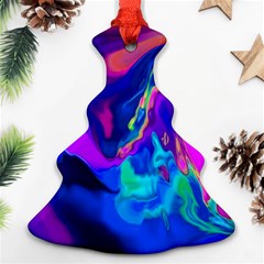 The Perfect Wave Pink Blue Red Cyan Christmas Tree Ornament (2 Sides) by EDDArt