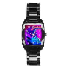 The Perfect Wave Pink Blue Red Cyan Stainless Steel Barrel Watch by EDDArt