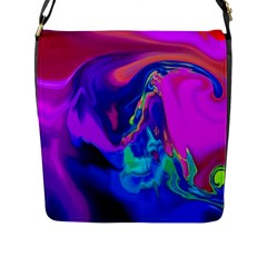 The Perfect Wave Pink Blue Red Cyan Flap Messenger Bag (l)  by EDDArt