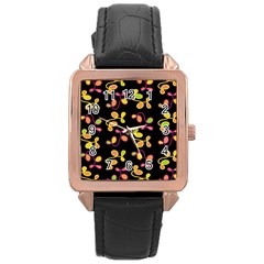 My Garden Rose Gold Leather Watch  by Valentinaart