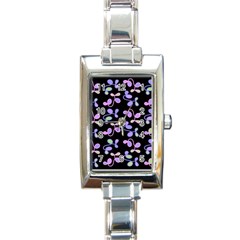 Purple Garden Rectangle Italian Charm Watch by Valentinaart