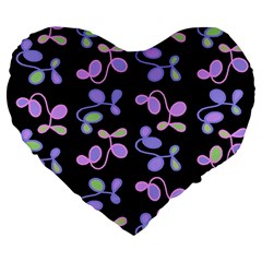 Purple Garden Large 19  Premium Flano Heart Shape Cushions by Valentinaart