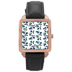 Green Garden Rose Gold Leather Watch  by Valentinaart