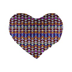 Ethnic Colorful Pattern Standard 16  Premium Flano Heart Shape Cushions by dflcprints