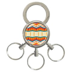 Mirrored Shapes In Retro Colors                                                                                                                 			3-ring Key Chain by LalyLauraFLM