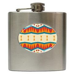 Mirrored Shapes In Retro Colors                                                                                                                 			hip Flask (6 Oz) by LalyLauraFLM