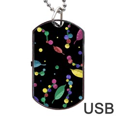 Space Garden Dog Tag Usb Flash (two Sides)  by Valentinaart