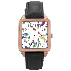 Abstract Floral Design Rose Gold Leather Watch  by Valentinaart