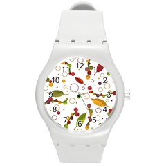 Adorable Floral Design Round Plastic Sport Watch (m) by Valentinaart