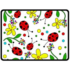 Ladybugs Fleece Blanket (large)  by Valentinaart