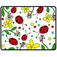 Ladybugs Double Sided Fleece Blanket (medium)  by Valentinaart