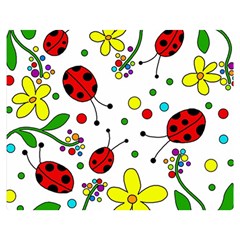 Ladybugs Double Sided Flano Blanket (medium)  by Valentinaart