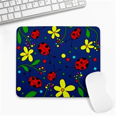 Ladybugs - Blue Large Mousepads by Valentinaart