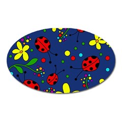 Ladybugs - Blue Oval Magnet