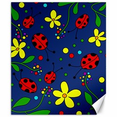 Ladybugs - Blue Canvas 8  X 10  by Valentinaart