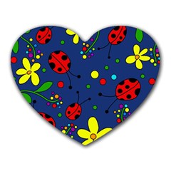 Ladybugs - Blue Heart Mousepads by Valentinaart