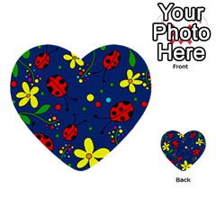 Ladybugs - Blue Multi-purpose Cards (heart)  by Valentinaart