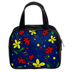 Ladybugs - Blue Classic Handbags (2 Sides) by Valentinaart