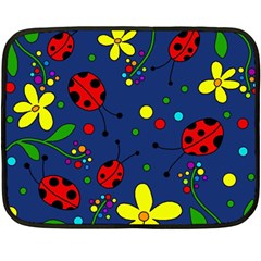 Ladybugs - Blue Fleece Blanket (mini) by Valentinaart