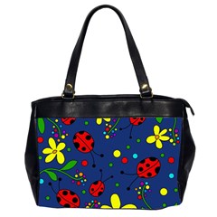 Ladybugs - Blue Office Handbags (2 Sides)  by Valentinaart