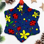 Ladybugs - blue Ornament (Snowflake)  Front