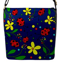 Ladybugs - Blue Flap Messenger Bag (s) by Valentinaart